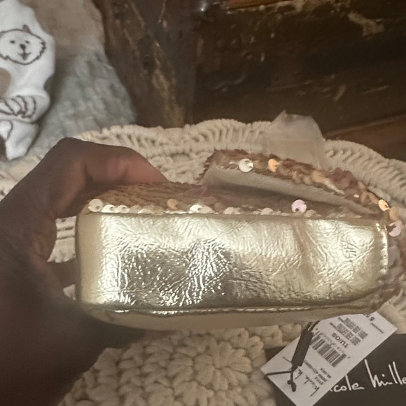 Nicole Miller Gold and Pink Sequin Clutch - Picture 4 of 10